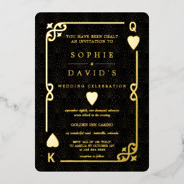 Glamouröse Casino Las Vegas Poker Hochzeit Echt Folieneinladung