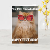 Glamouröse Cat Birthday Grußkarte Karte (Gelbe Blume)