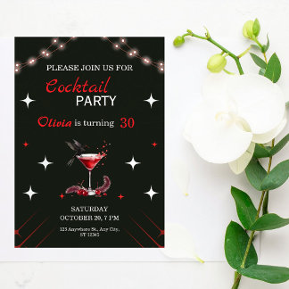 Glamouröse Cocktail-Geburtstagseinladung Einladung