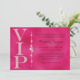 Glamouröse Diamanten Hot Pink Glitter VIP-Party Einladung