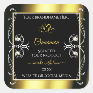 Glamouröse Diamonds Black Gold-Dekorations-Produkt Quadratischer Aufkleber
