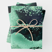 Glamouröse dunkle und hellgrüne Imitate Glitzer Ag Geschenkpapier Set (Beispiel)