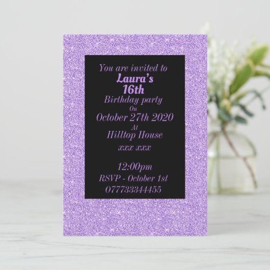 Glamouröse Einladungen zu personalisierten Geburts (Stehend Vorderseite)