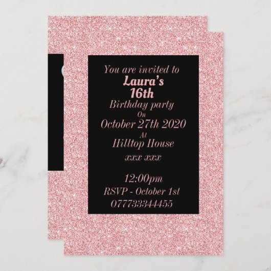 Glamouröse Einladungen zu personalisierten Geburts (Vorne/Hinten)