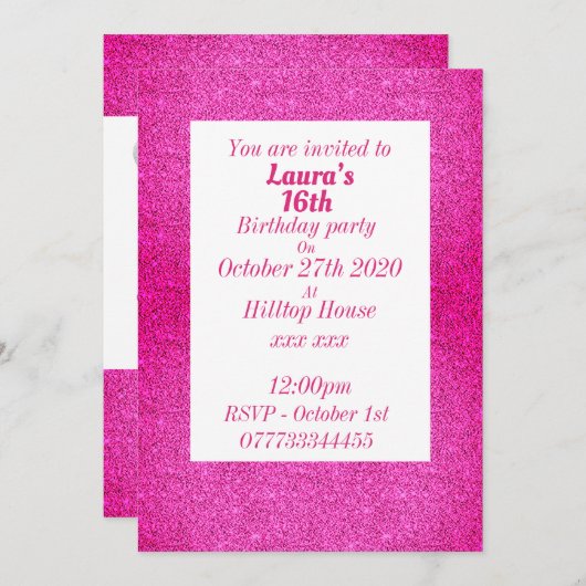 Glamouröse Einladungen zu personalisierten Geburts (Vorne/Hinten)