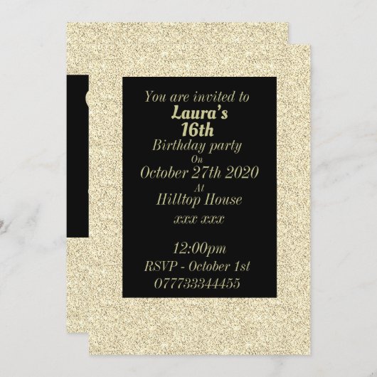 Glamouröse Einladungen zu personalisierten Geburts (Vorne/Hinten)