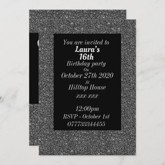 Glamouröse Einladungen zu personalisierten Geburts (Vorne/Hinten)