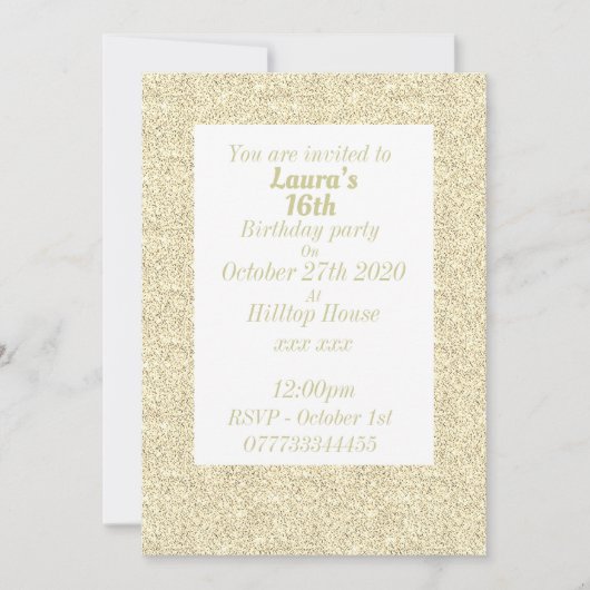 Glamouröse Einladungen zu personalisierten Geburts (Vorderseite)