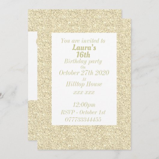 Glamouröse Einladungen zu personalisierten Geburts (Vorne/Hinten)