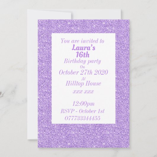 Glamouröse Einladungen zu personalisierten Geburts (Vorderseite)