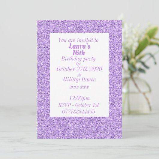 Glamouröse Einladungen zu personalisierten Geburts (Stehend Vorderseite)