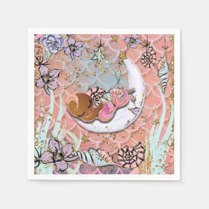Glamouröse Ethnische Meerjungfrau Babyparty Geburt Serviette