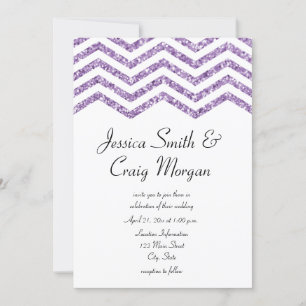 Glamouröse falsche Amethyst-Glitter-Chevron-Hochze Einladung