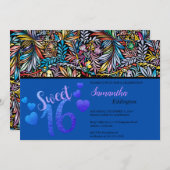 Glamouröse Farben Sweet 16 Einladung (Vorne/Hinten)
