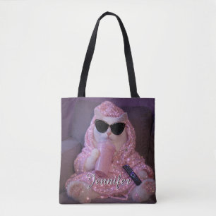 Glamouröse faule Katze in Sonnenbrille mit funk Tasche