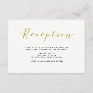 Glamouröse Faux-Gold-Klassiker-Hochzeitsempfang Begleitkarte