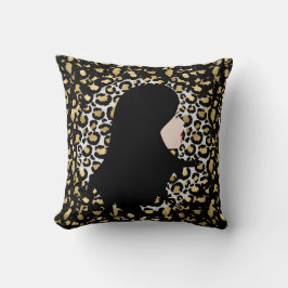 Glamouröse Frau auf Zweittone-Leopard-Printwerbung Kissen