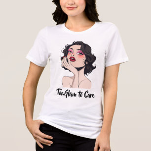 Glamouröse Frau mit Fettdruck Tri-Blend Shirt