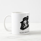 Glamouröse Frau mit Katzenmode-Illustration Kaffeetasse (Links)