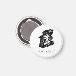 Glamouröse Frau mit Katzenmode-Illustration Magnet