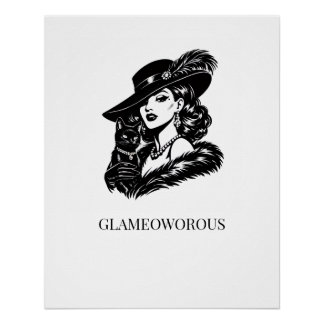 Glamouröse Frau mit Katzenmode-Illustration Poster