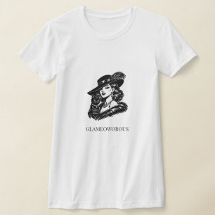 Glamouröse Frau mit Katzenmode-Illustration T-Shirt