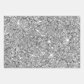 Glamouröse funkelnde Silber Glitter Muster Geschenkpapier Set (Vorderseite 3)