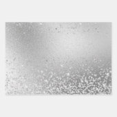 Glamouröse funkelnde Silber Glitter Muster Geschenkpapier Set (Vorderseite 2)