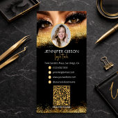 Glamouröse Gold & Black Lash Tech QR Code Visitenkarte