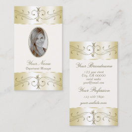 Glamouröse Goldcreme Verzierte Ornamente mit Foto Visitenkarte