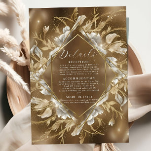 Glamouröse Golden Themed Floral Wedding Begleitkarte