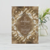 Glamouröse Golden Themed Floral Wedding Einladung (Stehend Vorderseite)