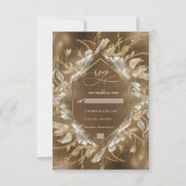 Glamouröse Golden Themed Floral Wedding RSVP Karte (Vorderseite)