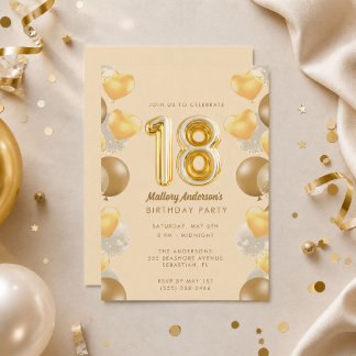 Glamouröse Goldene 18. Geburtstagsfeier  Einladung