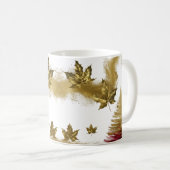 Glamouröse goldene Ahornblätter abstrakter Weihnac Kaffeetasse (VorderseiteRechts)