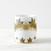 Glamouröse goldene Ahornblätter abstrakter Weihnac Kaffeetasse (Mittel)