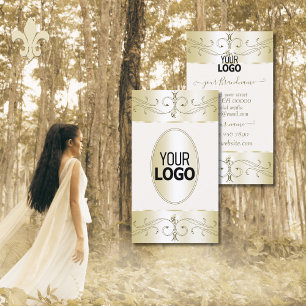 Glamouröse goldene Creme verzierte Ornamente mit L Visitenkarte