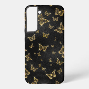 Glamouröse goldene und schwarze Schmetterlinge Mus Samsung Galaxy Hülle