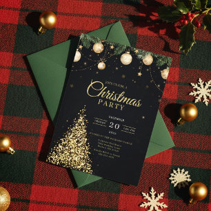Glamouröse goldene Weihnachtsbaum-Party-Einladung Einladung