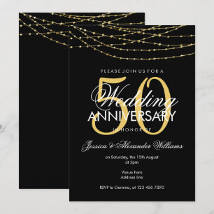 Glamouröse Goldlichter 50. Hochzeitstag Einladung