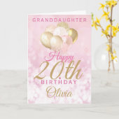 Glamouröse Großtochter 20. Geburtstagsballon Karte (Gelbe Blume)