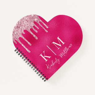 Glamouröse, heißrosa-glitzernde Monogramm-Initiale Notizblock