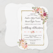 Glamouröse Hochzeit mit Gold Blush Pink Einladung (Vorne/Hinten)