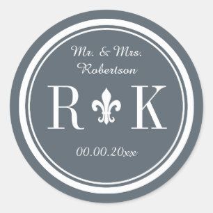 Glamouröse Hochzeitsticker für Monogramm Gastgesch Runder Aufkleber