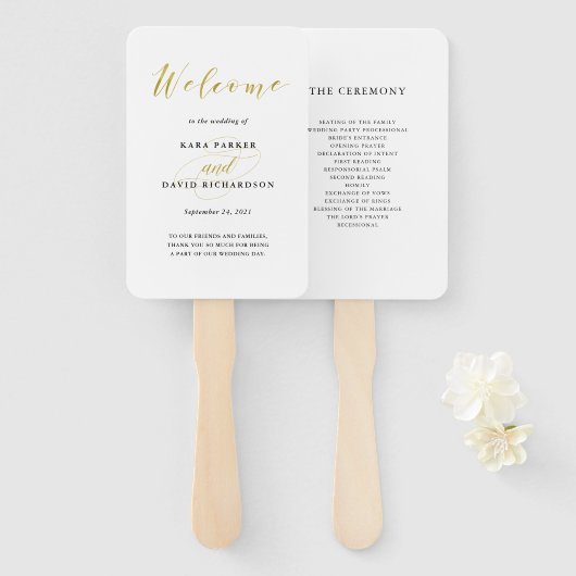 Glamouröse Imitate Gold Classic Hochzeit Fächer (Vorne und Hinten)