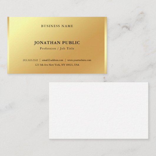 Glamouröse Imitate Gold Minimalistisch Moderne Ein Visitenkarte (Vorne/Hinten)