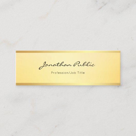 Glamouröse Imitate Gold Moderne einfache Vorlage E Mini Visitenkarte (Vorderseite)