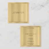 Glamouröse Imitate Gold Moderne Elegante Einfache  Quadratische Visitenkarte (Vorne/Hinten)