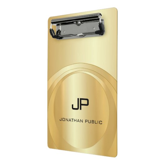 Glamouröse Imitate Gold Monogram Template Elegant Mini Klemmbrett (Gewinkelt2)