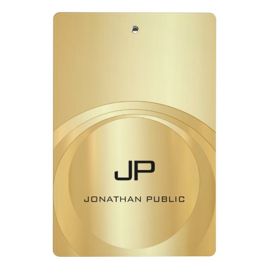 Glamouröse Imitate Gold Monogram Template Elegant Mini Klemmbrett (Rückseite)